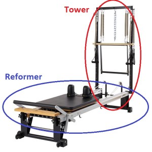 shows Reformer and Tower parts of STOTT Pilates V2Max machine